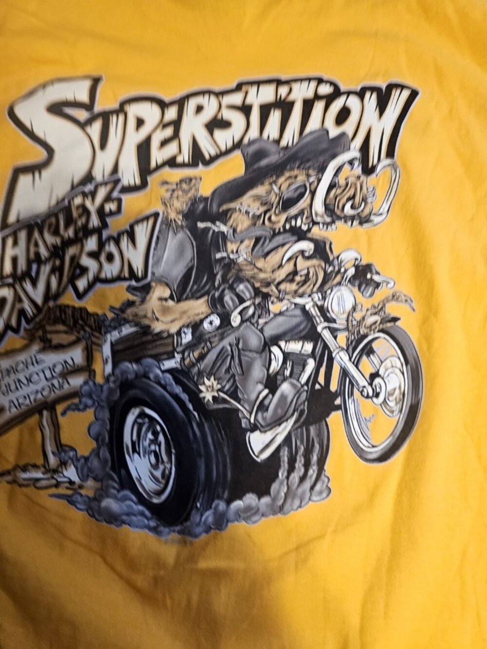 Harley Davidson Superstition T Shirt Yellow Graphic Mens Size XL